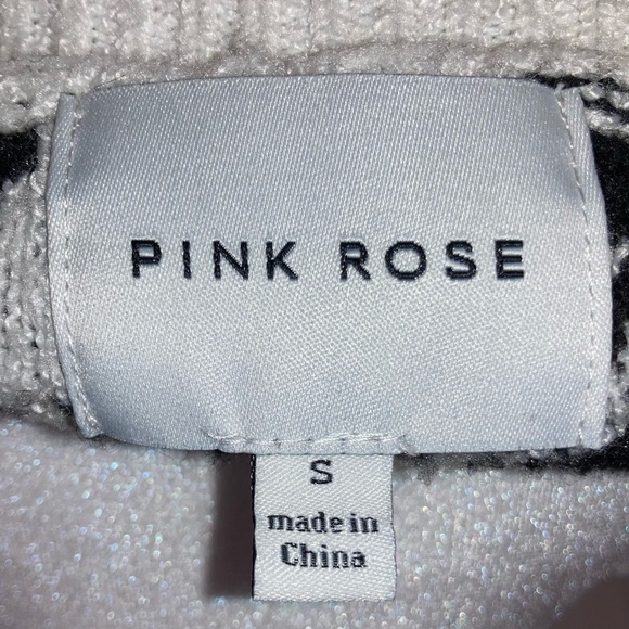 Pink Rose houndstooth knit sweater vest black and White  Pattern GUC unisex Sm - Picture 5 of 12